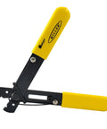 Close-up of 101 S Adjustable Wire Stripper for Electricians with yellow handles and precision cutting features.