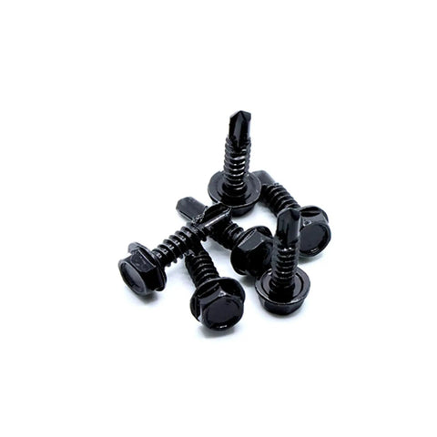 Black mounting screws for Heavy Duty Self Locking Post Mount Automatic Gravity Lever Gate Latch for wooden fences.