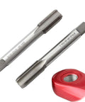 9/16-20 HSS Tap Set For Bicycle Crank Repair With Left And Right Threaded Taps, aluminum and steel compatibility, close-up view