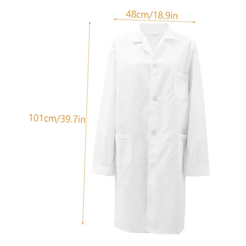 White Lab Coat For Professionals Unisex Long Sleeve Medical Coat With Easy Care Fabric Durable Breathable Doctor Nurse Student Uniform