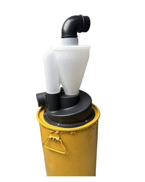 2.5 Inch Woodworking Dual Filtration Cyclone Dust Collector With Beefy Turbocharged Suction for workshop use, side view