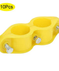 Yellow double hole clamp from Water Pipe Clip Set 10 Pack Round Fasteners With Screws For Aquaculture Waterlines And Farm Lines No Fuss Durable ABS