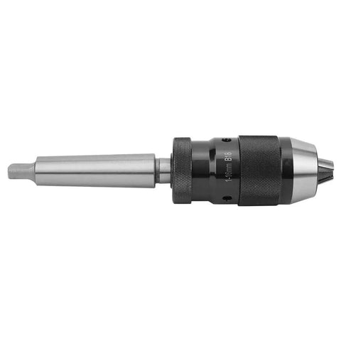 Self Tightening Lathe Drill Chuck 16mm B18 with MT3 Connecting Rod, heavy duty metal construction for machinists
