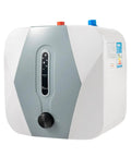 Compact Electric Mini Tank Water Heater With Ridiculously Fast 1500W Instant Hot Output ideal for under sink placement, front view.