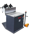 Kaka Industrial Rbm-30HV Roll Bending Machine for Forming Arcs And Rings In 1.18 Inch Tube Square Bar Angle Steel And Flat Sheet Metal With Horizontal Vertical Operation Capabilities For Pro Shops showing front view.