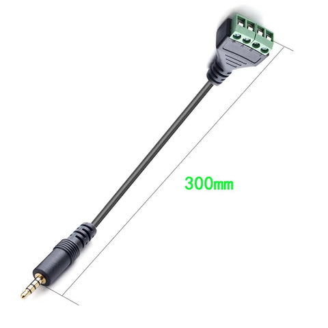 No Hassle 3.5Mm TRRS Speaker Adapter Connects Headphones To Solderless Terminal With Easy Grip Screw Jack, 300mm long.