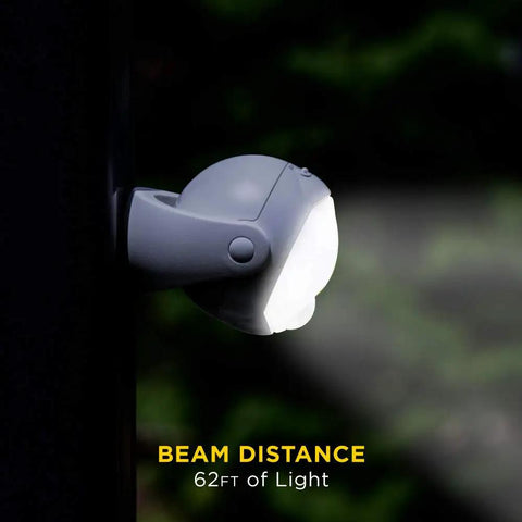 Portable LED Motion Sensor Light With 148 Lumens, 13 Ft Detectable Range, bright beam illustration on dark background