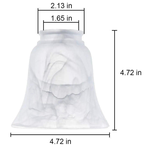 Ceiling Fan Light Covers Bell Shaped Frosted Milky Scavo Glass Alabaster Shade Replacement with dimensions