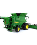 Rear view of Big Farm S690 1 To 16 Scale Combine With Corn Head And Draper Head Realistic Lights And Sounds Durable Farm Toy