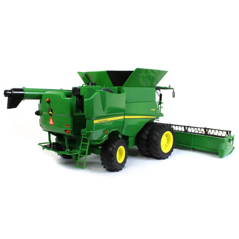 Rear view of Big Farm S690 1 To 16 Scale Combine With Corn Head And Draper Head Realistic Lights And Sounds Durable Farm Toy