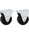 2 Pack 2 Inch Rubber Caster Wheels Heavy Duty Fixed Non Swivel Black Casters With Rigid Top Plate For Furniture And Trolleys 66 Lb Load Capacity Each Noiseless Rolling For Small Machines And Carts