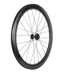 Carbon Disc Wheelset 50C-23 Clincher Road Wheel Six Bolt Rotor 12x100 Thru Axle side view with aero carbon rim