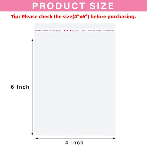 Clear Self Sealing Cellophane Bags 4x6 Inches 200 Pcs Resealable Bags For Cookies Candy And Treats Packaging size guide