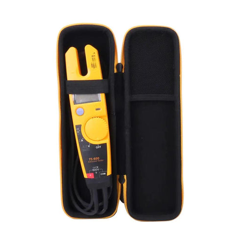 Rugged Hard Case Replacement For T5 And T6 Series Electrical Testers with yellow tester inside, crush resistant EVA shell