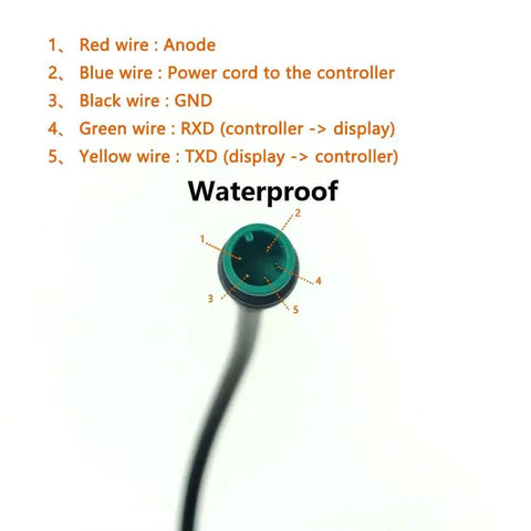 Protocol 2 UART Color LCD Display For Your Bike Dashboard 24V To 72V With USB Charging Waterproof Connector wires