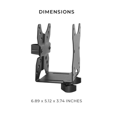 Thin Client Mount Bracket for Under Desk and VESA Arm Setups with dimensions 6.89 x 5.12 x 3.74 inches