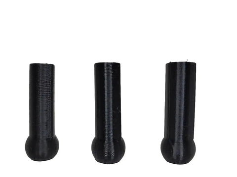 Three black steel coolant nozzles from the 14 Piece Heavy Duty Coolant Nozzle Set For Cnc Lathe And Milling Rigs.