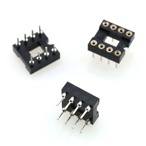 Three 10 Pack DIP IC Socket Adapters 2.54mm Pitch 8 Pin Round Hole Soldering Socket For IC Chips Black Plastic Metal Construction