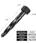 Heavy Duty Bridge Reamer Drill Bit Set For Metal M2 HSS, close-up of 13/16" spiral flute with dimensions and specifications