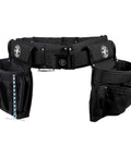 Pro Grade Electrician Tool Belt and Pouch Set With Padded Belt For The Job Site, black Cordura fabric, 8 and 19 pocket pouches