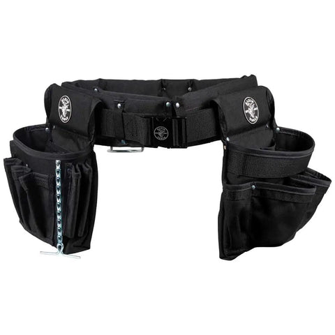 Pro Grade Electrician Tool Belt and Pouch Set With Padded Belt For The Job Site, black Cordura fabric, 8 and 19 pocket pouches