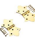 Two Piece Antique Bronze Flower Hinges With Screws For DIY Home Renovation Zero Sweat Install Silent Iron Hardware Sweet Vintage Cabinet And Drawer Upgrade Must Have. Floral design hinges with screws included, showing shiny bronze finish.