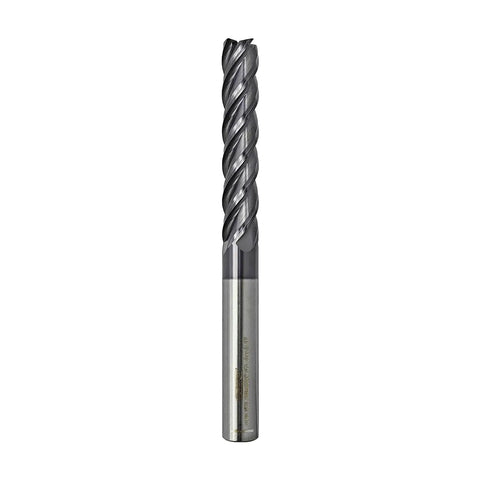 Extra Long Carbide Square End Mill 4 Flute 3/8 Inch Shank Built To Cut Alloy Steels Cast Iron And Hardened Steel MAH Coating