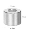 Aluminum Spacer Set 5mm Bore 10mm OD 8mm Length Standoff Bushing For M5 Screws Bolts And Rods Plain Finish Round Spacers
