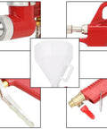 Close-up images of Top Shelf Drywall Texture Sprayer With Generous 0 79 Gallon Hopper showcasing nozzle, grip, and funnel details.