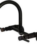 8 Inch Adjustable Wall Mount Kitchen Faucet Matte Black Finish With Solid Brass Construction No Drip Ceramic Disc Cartridge