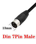 Close-up of 7 Pin DIN male connector, 13mm size, part of 7 Pin DIN Audio Cable MIDI 7 Pin DIN Male To Female Controller Interface Cable.