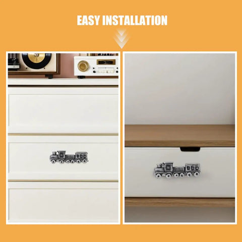 Black Brushed Zinc Alloy Train Cabinet Knobs For Bedroom Furniture Set Of 2 Durable And Rad Drawer Pulls on dresser