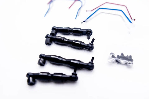 Full Sway Bar Set Black For 1/10 Scale RC Slash Rustler Stampede Off Road Upgrade, displayed with components on white background