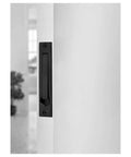 Edge Pull Latch Set For Barn Doors And Closets, Solid Forged Brass Handles In Matte Black, installed on white door, side view