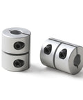 Beefy 8mm To 8mm Shaft Coupling, 25mm Length, 20mm Diameter, Anodized 6061-T6 Aluminum Alloy Coupler, two couplers with visible screw holes