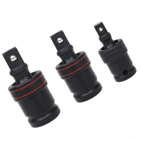 Get Your Car Running Smooth With This 3 Piece Swivel Socket Set Featuring 1/2, 3/8, And 1/4 Inch Drive Sizes Perfect For Tight Spaces With Ball Joint Adapter And Chrome Steel Build For Pros. 3-piece swivel socket set, black chrome steel, angled heads for tight engine spaces
