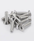 M6 Flat Head Socket Cap Screws 1.0mm Pitch, 25mm Long, Stainless Steel 304 Bright Finish, DIN 7991, Allen Hex Drive, 25 Pack