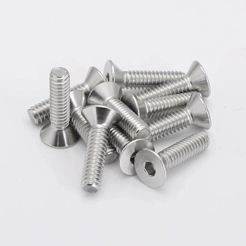 Flat Head Socket Cap Screws Ten To Twenty Four By Five Eighths Inch Allen Hex Drive Stainless Steel 304 Fully Threaded