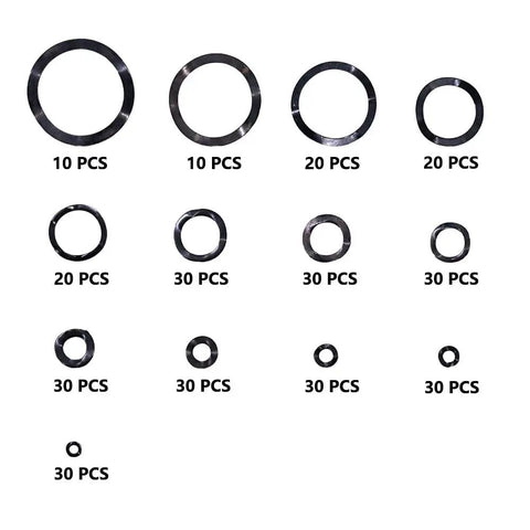 320 Pcs M3 M31 Carbon Steel Compression Type Wavy Crinkle Spring Washers Assortment Kit Black With Box Three Wave Set Includes 13 Models For DIY Projects Pro Grade Heavy Duty Fastening Elasticity, assorted sizes
