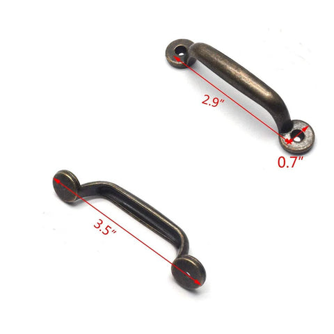 Vintage Bronze Zinc Alloy Box Pull Handles Set Of 10 For Cabinets Wardrobes Drawers Dressers 3.5 Inch Long 0.7 Inch Wide