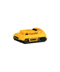 Compact 20V Max Lithium Ion Battery Twin Pack 2.0Ah in yellow design, ideal for tool swaps with a LED fuel gauge.