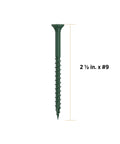 Top Shelf Green Deck Screws Two And A Half Inch Star Drive Bugle Head For Exterior Woodwork Built Like A Tank For Smooth Decking Jobs No Prep Work Needed Heavy Duty Bulk Pack Driver Bit Included - Green deck screw with bugle head, 2.5 in length.