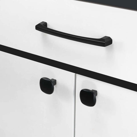 Badass Matte Black Cabinet Handles 5 Inch 128mm Kitchen Drawer Pulls Bathroom Vanity Hardware shown on a white cabinet.
