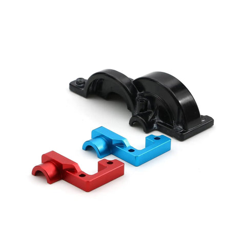 Ultra Lightweight Aluminum Gear Cover for One Tenth Scale RC Car TT02 Open Gearbox Shield in red, blue, and black parts