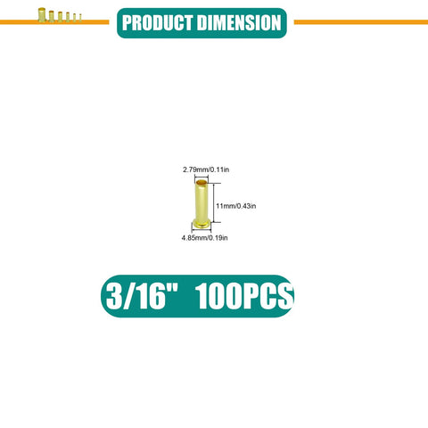 Brass 3/16 in tube OD compression insert (100 pcs) for oil, water and air line fittings