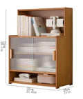 Multi Tier Desktop Bookshelf With Bamboo Build And Sliding Plastic Door Space Saver Display Rack For Home Office Cozy Sturdy