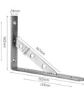 2 Pack Stainless Steel Right Angle Shelf Brackets 4mm Thick for Heavy Duty Loads, wall-mounted, brushed finish, side view