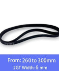 6mm Closed Loop Timing Belt 260 to 300mm, Beefy 2GT Series Drive Belt for 3D Printers and CNC Machines, shown coiled flat