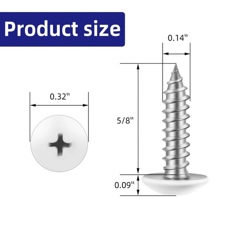 Dang Solid 100 Piece Set Of Size 6 X 5 8 Inch Wood Screws showing dimensions and design details of the truss head and screw length.