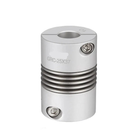 Kick Your Setup Up A Notch With Pro Grade Aluminum Bellows Coupling Featuring Locking Clamping Hub Shaft Coupler, GRC-25X37 size.